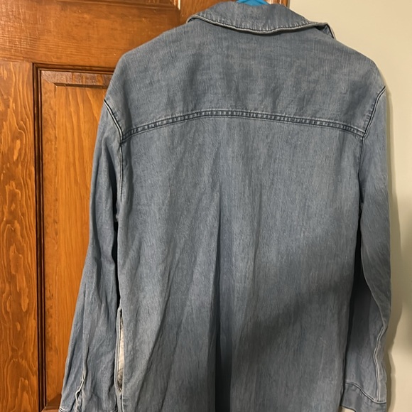 Universal Thread Light Blue Denim Shirt dress medium long sleeve pockets faded - Picture 8 of 13